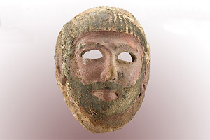Männliche Maske, Akhziv, Töpferware aus der Eisenzeit, 2. Periode (IAA, Israel)