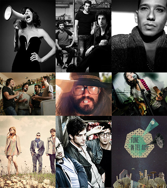 "TUNE IN TEL AVIV" am 22. September in Hamburg mit (o.l. nach u.r.) Phototaxis, Water Knot, Felidae Trick, The Raw Men Empire, Uzi Ramirez, Billy & The Firm, Lorena B und Umlala. (© Fotos: Veranstalter, © Collage IsraelMagazin)