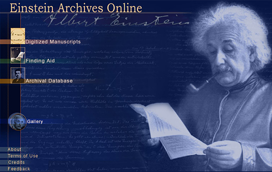 Das Albert-Einstein-Archiv ist jetzt für jedermann im Internet einsehbar. (Startseite www.alberteinstein.info)