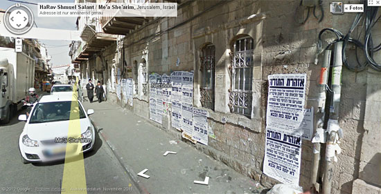 Selbst die streng gläubigen Juden im Stadtteil Mea Shearim ließen Google herein.(Google Street View)