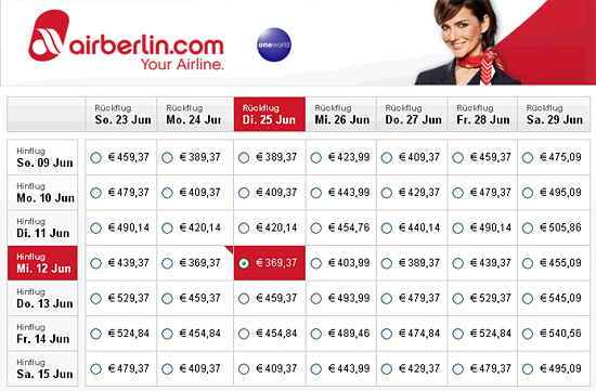 Enttäuschend hoch sind die Preise von Airberlin für Flüge nach Israel. (© www.israelmagazin.de)