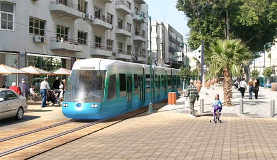 So soll die fertige Straßenbahn in Tel Aviv aussehen. (© NTA)