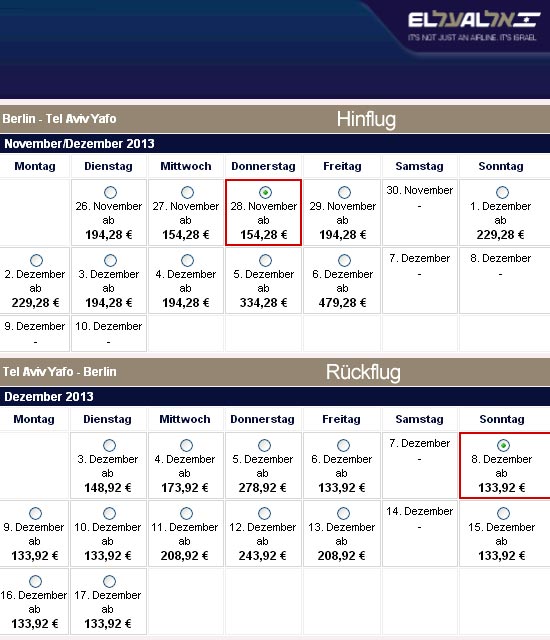 EL AL bietet für ausgewählte Verbindungen auch sehr gute Konditionen, weiter nach <a class=