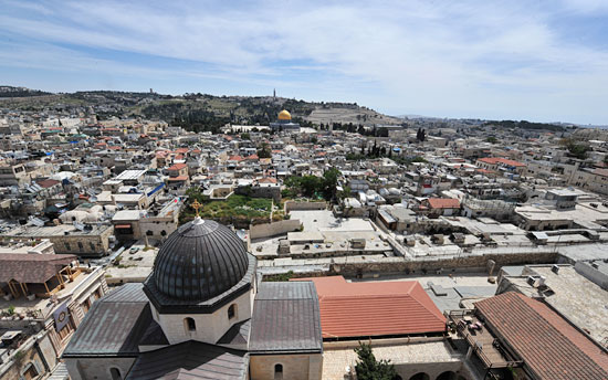 Jerusalem - Blick auf Ölberg, Tempelberg und Klagemauer. (© Matthias Hinrichsen)