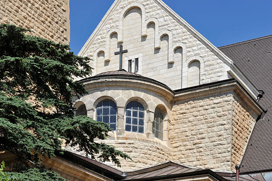 Himmelfahrtkirche in Jerusalem: Detail von außen. (© Matthias Hinrichsen)