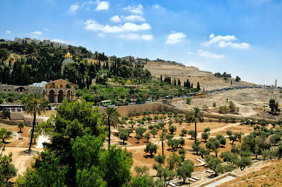 Die Aussichtsterrassen auf dem Ölberg gewähren ein Panoramablick auf Jerusalem.