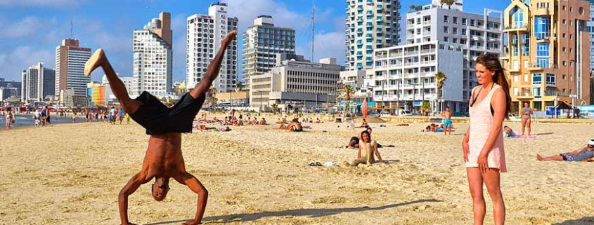 Private Artistik am Strand von Tel Aviv.