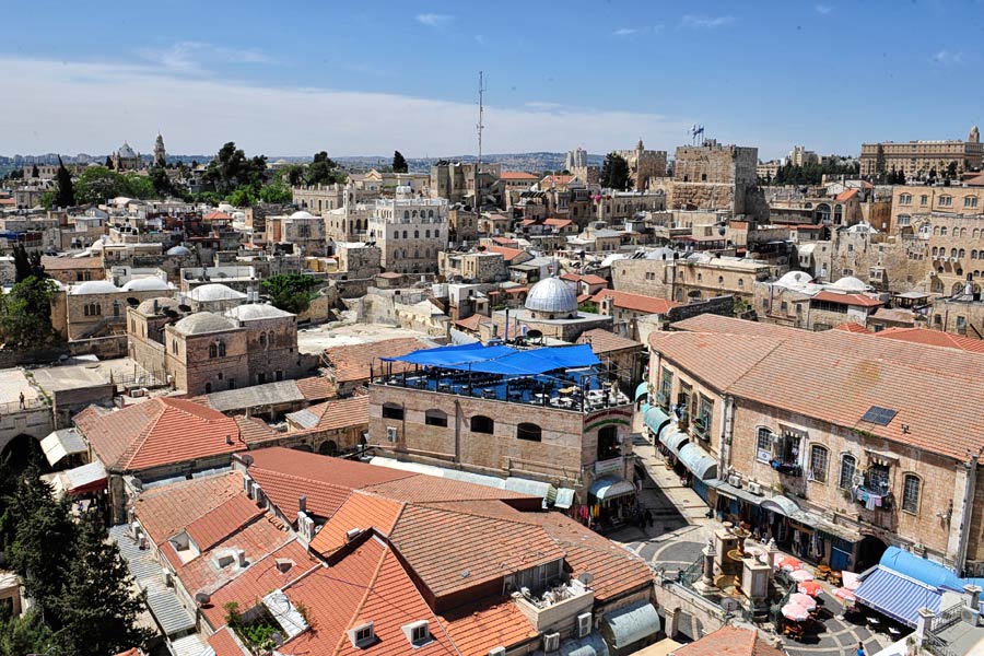 Die Altstadt von Jerusalem vom Turm der Erlöserkirche