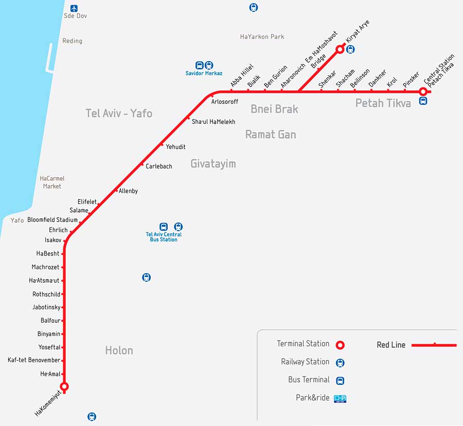 Stationen der Roten Linie (Grafik: NTA)